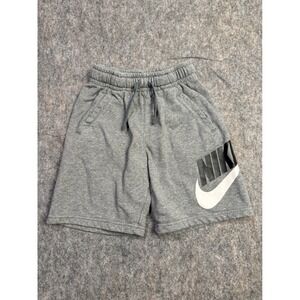 Nike Boys Fleece Shorts Gray Logo Elastic Waist Size M Casual Streetweae